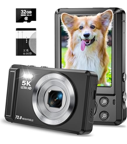 5K Ultra HD コンパクトデジタルカメラ デジタルカメラ 5K動画撮影 6400万画素 WIFI対応 自撮り 1700mAh